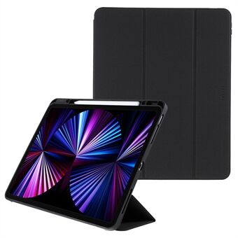 TOTU AA-154 Naarmuuntumaton Scratch kolminkertainen Stand Auto Wake / Sleep PU-nahkainen TPU-suojakuori kynätelineellä iPad Pro 12.9:lle (2017) / (2018) / (2020) / (2021) / (2022)