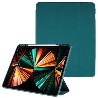 For iPad Pro 12.9-inch (2020)/(2018) Magnetic Detachable Tablet Cover Skin-friendly PU Leather Hard Acrylic Trifold Stand Case with Pencil Holder and Camera Frame