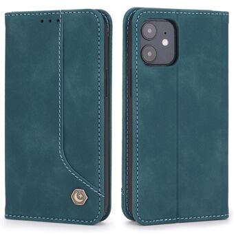 POLA 008 -sarjan lompakko Design PU-nahkainen Retro Folio Flip Case Stand Magneettinen, automaattisesti imeytyvä iskunkestävä suojakuori iPhone 12 minille 5,4 tuumaa