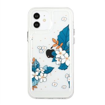 Flower Series for iPhone 12 mini 5.4 inch 2mm Thickened Drop-proof Acrylic+TPU Electroplated Metal Buttons Cover Flower Pattern Printed Protective Phone Case