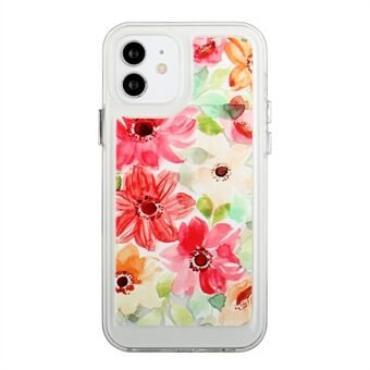 Flower Series for iPhone 12 mini 5.4 inch 2mm Thickened Drop-proof Acrylic+TPU Electroplated Metal Buttons Cover Flower Pattern Printed Protective Phone Case