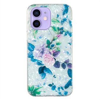 Iskunkestävä kotelo iPhone 12 minille 5,4 tuuman ohut puhelinsuoja IMD Marble Flower Shell Pattern TPU-kuori