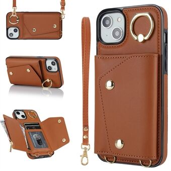 IPhone 12 mini Nahkapäällysteiselle TPU-puhelimen tukikotelolle vetoketjullinen lompakko Crossbody puhelimen suojakuori