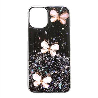 3D Butterfly Pattern Epoxy TPU Back Case for iPhone 12 Pro/12