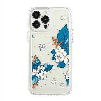 Flower Series for iPhone 12/12 Pro 6.1 inch 2mm Thickened Stylish Flower Pattern Printed Case Acrylic+TPU Electroplated Metal Buttons Cover