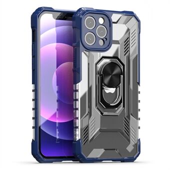 Mattapintainen PC + TPU-puhelimen suojus metallisella tukijalustalla iPhone 12 Pro 6,1 tuumalle