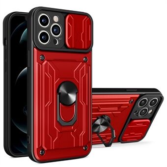 Monitoiminen PC + TPU-puhelinkotelo Kickstand korttipidikkeen suojakuori liukukamerasuojalla iPhone 12 Pro 6,1 tuumalle