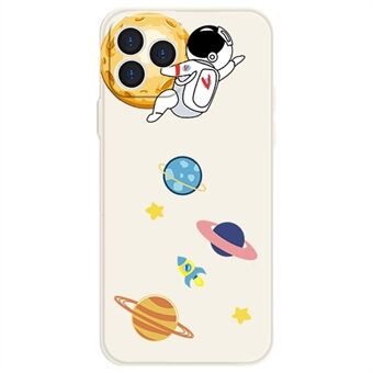 IPhone 12 Pro 6,1 tuuman Cartoon Astronaut Planet Pattern Scratch pehmeä TPU-puhelimen kotelon suojakuori