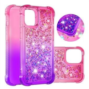 Iskunkestävä Gradient Glitter Powder Quicksand TPU Back Shell iPhone 12 Pro Max 6,7 tuumalle