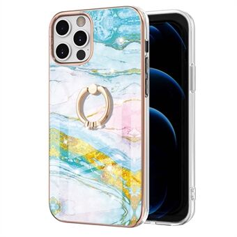 Presice Cut-out Galvanointi Vivid IML IMD Marble Pattern Joustava TPU-puhelimen suojakuori jalustalla iPhone 12 Pro Max 6,7 tuumalle