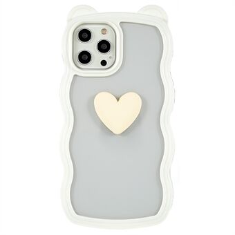 IPhone 12 Pro Max 6,7 tuuman Scratch puhelimen kuori söpö sydänkarhu korvakoriste Irrotettava 2-in-1 PC+TPU-matkapuhelimen suojus