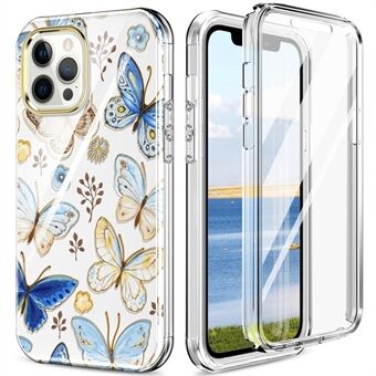 IPhone 12 Pro Max 6,7 tuuman neljän kulman iskunkestävä IMD Pattern 3-in-1 irrotettava PC+TPU-suojakuori, jossa on sisäänrakennettu PET-näytönsuoja