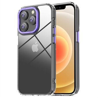 AHASTYLE PC06-B putoamisen estävä kotelo iPhone 12 Pro Max 6,7 tuuman kristallinkirkas puhelinkotelo Kova PC Pehmeä TPU-puhelimen kuori metallikamerakehyksellä