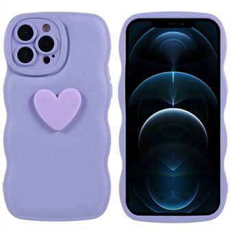 IPhone 12 Pro Max 6,7 tuuman Love Heart Shape -puhelimelle Pehmeä Scratch TPU-puhelimen kotelo Wavy Edge Neljän kulman ilmatyynyn suojakuori