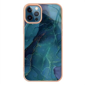 IPhone 12 Pro Max 6,7 tuuman YB IMD Series-16 Style E Marble Pattern Galvanointikehyksen kansi Iskunkestävä suojaus 2,0 mm TPU IMD -puhelinkotelo