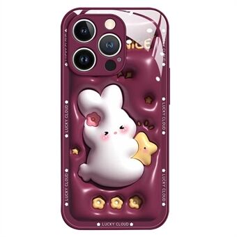 IPhone 12 Pro Max 6,7 tuuman Cartoon Rabbit Hugging Star -karkaistu lasi + TPU-puhelinkotelo Iskunkestävä takakansi