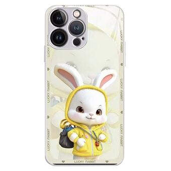 IPhone 12 Pro Max 6,7 tuuman takakansi, Cartoon Rabbit ja reppu karkaistu lasi + TPU-puhelimen suojakuori