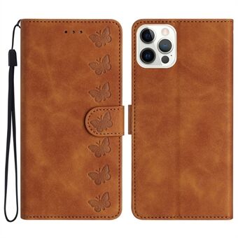 IPhone 12 Pro Max 6,7 tuuman Butterfly Printed -puhelinkotelolle Taitettava Stand Nahkainen lompakon kansi