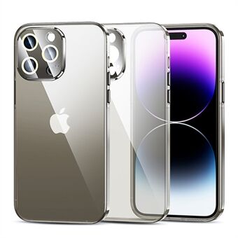 IPhone 12 Pro Max TPU+PC-puhelinkotelolle Läpinäkyvä kirkas takakuori kameran linssisuojalla