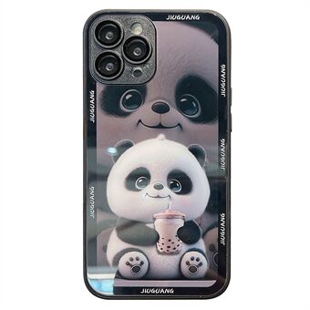 Scratch suojus iPhone 12 Pro Max Milk Tea Panda -kuviotulostukseen Karkaistu lasi + TPU-puhelinkotelo linssikalvolla