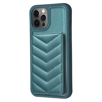 BF26 iPhone 12 Pro Max Slim-Fit Wave Texture -puhelimen kotelolle korttipidike Kickstand TPU+PU nahkainen puhelimen kuori