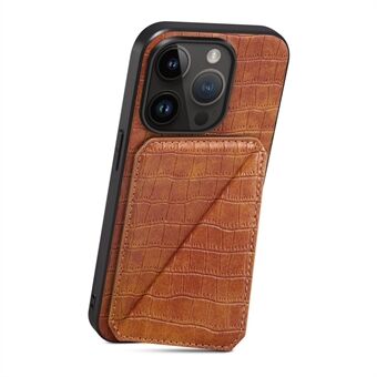 Crocodile Texture Stand -puhelinkotelo iPhone 12 Pro Max PC+TPU+PU-nahkaiselle puhelinsuojalle korttipaikalla