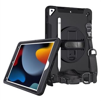 Kickstand Anti-Drop Silicone Hard PC Hyvin suojattu hybridikansi, jossa on kääntyvä käsihihna kynäpidike olkahihna iPad 10.2:lle (2019) / (2020) / (2021)