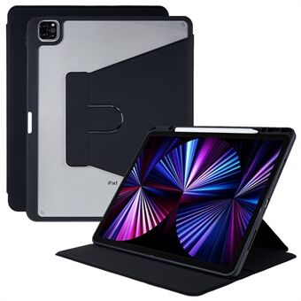 MUTURAL Tablet Case for iPad Pro 12.9-inch (2020)/(2021), PU Leather Stand Folio Clear Protective Cover with Pencil Holder