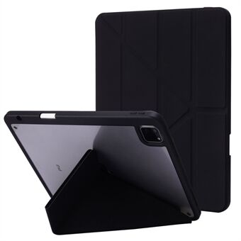 For iPad Pro 12.9-inch (2021)/(2020)/(2018) Tablet Case Auto Wake/Sleep Origami Stand PU Leather + Acrylic Cover