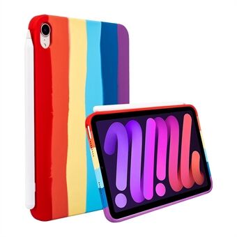 IPad minille (2021) Rainbow Color Liquid Silicone TPU tabletin kotelon putoamisen estävä suojus, jossa mikrokuituinen nahkavuori