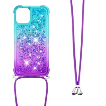 Glitter Liquid Gradient Quicksand Series Bling Sparkle Soft TPU-suojakotelo hihnalla iPhone 13 6,1 tuumalle