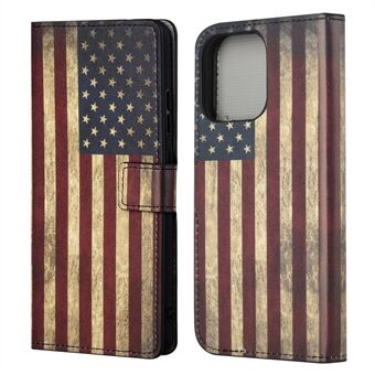 Koko vartaloa suojaava kuviotulostus PU-nahkalompakko Magneettinen Closer Iskunkestävä Stand Flip Folio Cover Cover -kotelo iPhone 13 - The American Flag