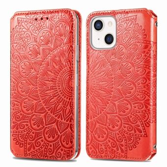 Mandala Flower -painettu magneettinen automaattisesti imeytyvä Stand Täysin suojattu nahkainen puhelimen suojakuori iPhone 13 6,1 tuumalle