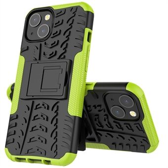 Tire Texture Anti-Drop PC + TPU-suojakansi jalustalla iPhone 13 6,1 tuumalle