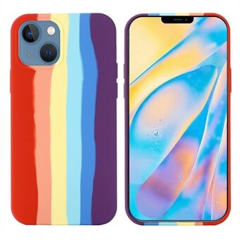 Rainbow Soft Liquid Silicone Pudotussuojapuhelinkotelo iPhone 13 6,1 tuumalle - punainen