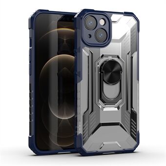 RUGGED SHIELD Armor PC + TPU-hybridimatkapuhelimen kuoren suojus Ring iPhone 13 6,1 tuumalle