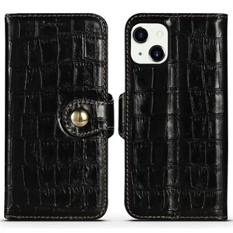 Lompakko Design Crocodile Texture aitoa nahkaa Flip Folio Stand suojakuori iPhone 13 6,1 tuumalle