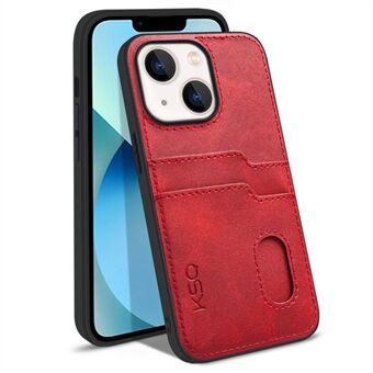 KSQ 002 Series for iPhone 13 6.1 inch Card Slots All-around Protection Case PU Leather Coated PC+TPU Hybrid Mobile Phone Shell