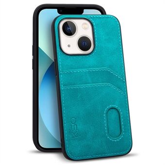 KSQ 001 Series All Edge Wrapped Protection Shell Case for iPhone 13 6.1 inch, PU Leather+TPU+PC Cell Phone Cover with Card Slots