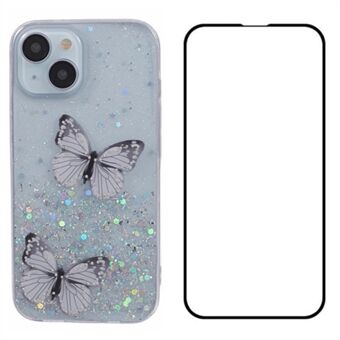 WANLONFENG AW -sarja 13 TPU -kotelo PVC Butterfly Glitter -takakansi näytönsuojalla