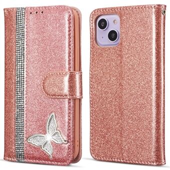 iPhone 13 Glitter Nahkakotelo Metallinen Timantti Lompakko Telineellinen Suojakuori