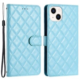 TPU+PU-nahkainen puhelinkuori iPhone 13:lle, Wallet Shell Flip Stand -ompeluviiva Rhombus Texture -puhelinkotelo