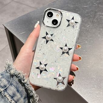 IPhone 13 -matkapuhelimen kotelolle Galvanoitu kova akryyli + TPU-puhelimen kansi Pearl Star -koristeella