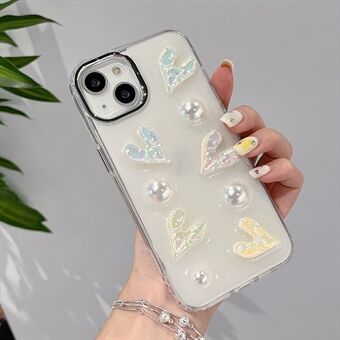 IPhone 13 Scratch puhelinkuorelle Galvanointi Laser Hearts Akryyli + TPU-puhelimen kansi helmikoristeella