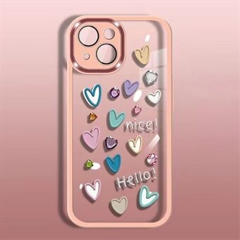 IPhone 13 TPU -puhelinkotelolle Love Heart Pattern -painettu kansi kameran linssikalvolla