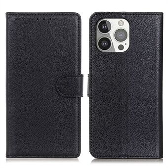 Monipuolinen suoja Classic Litchi Texture Leather Wallet Design Stand Case iPhone 13 Pro - Black