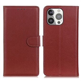 Monipuolinen suoja Classic Litchi Texture Leather Wallet Design Stand Case iPhone 13 Pro - Brown