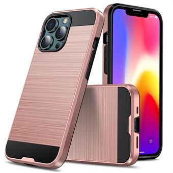 Pehmeä TPU Hard PC Harjattu sormenjälkiä estävä koko kehon suojaava puhelinkuoren suojus iPhone 13 Pro - Rose Gold