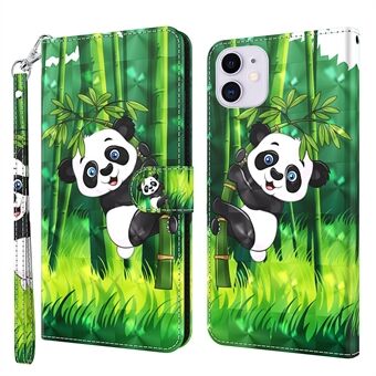 3D-tyylinen kuviotulostus Premium PU-nahkainen lompakko Flip Flip magneettinen Stand kansi hihnalla iPhone 13 Pro 6,1 tuumaa