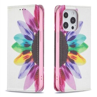 Koko vartaloa suojaava Fashion Magneettisesti imeytyvä PU-nahkainen lompakko Flip Stand Kirjankansi iPhone 13 Pro 6,1 tuumaa